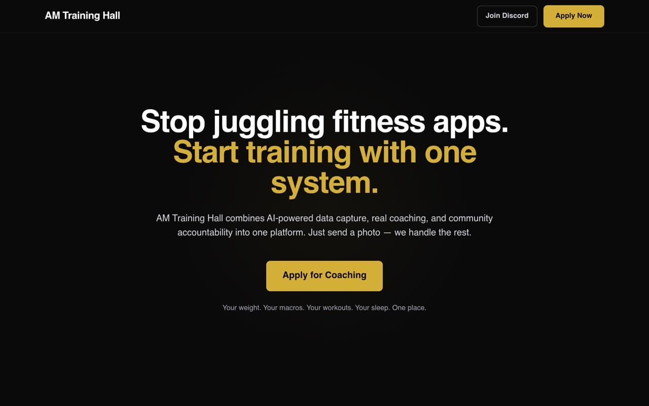 AM Training Hall — website preview