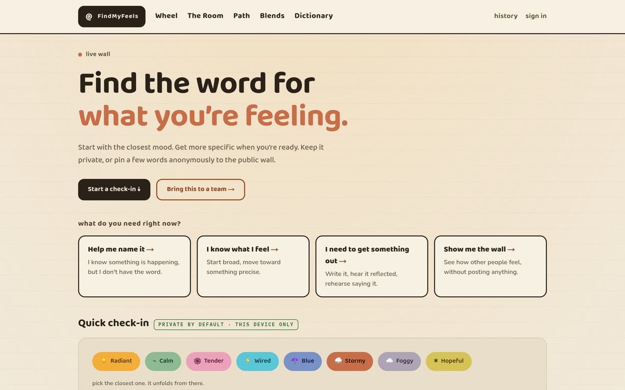 FindMyFeels — website preview